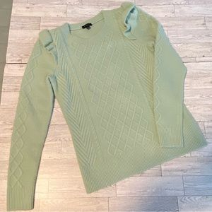 Talbots Womens Sweater Mint Frosty Green CableKnit‎ Long Sleeve Pullover Size PS